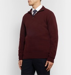 Kingsman - Wool and Cashmere-Blend Half-Zip Sweater - Burgundy