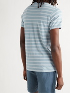 SAVE KHAKI UNITED - Garment-Dyed Striped Cotton-Blend Jersey T-Shirt - Blue