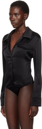 Courrèges Black Backless Satin Bodysuit