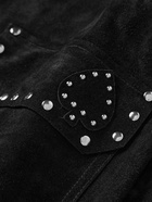 BODE - Deck of Cards Studded Appliquéd Suede Jacket - Black