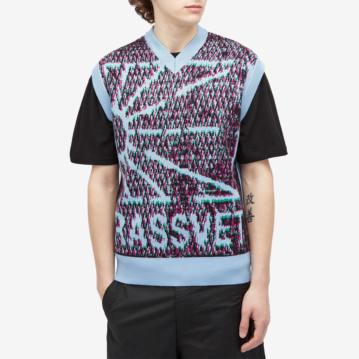 PACCBET Men's Mesh Camo Knitted Vest in Blue