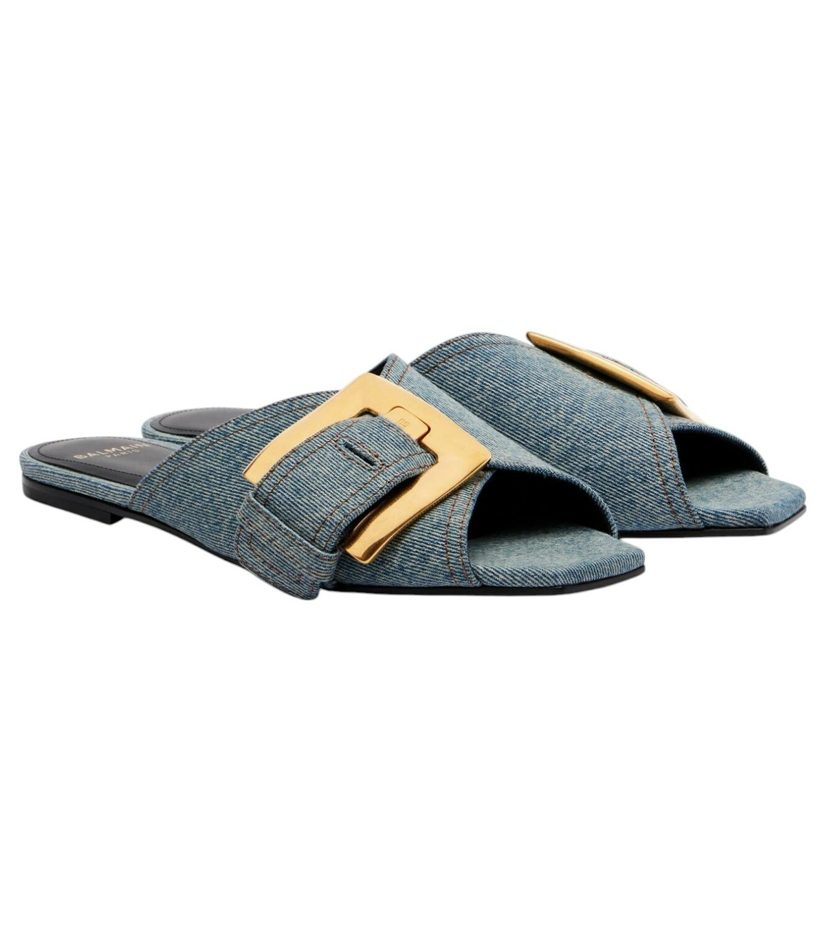 Balmain Anthem denim slides Balmain