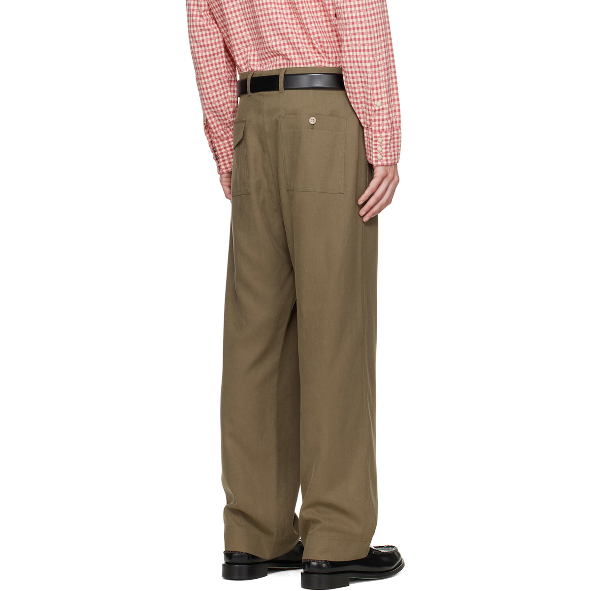 Paul Smith Khaki Relaxed-fit Pleated Lyocell Trousers