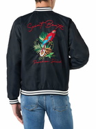 MC2 Saint Barth Man Blue Navy Jacket With Parrots Embroidery