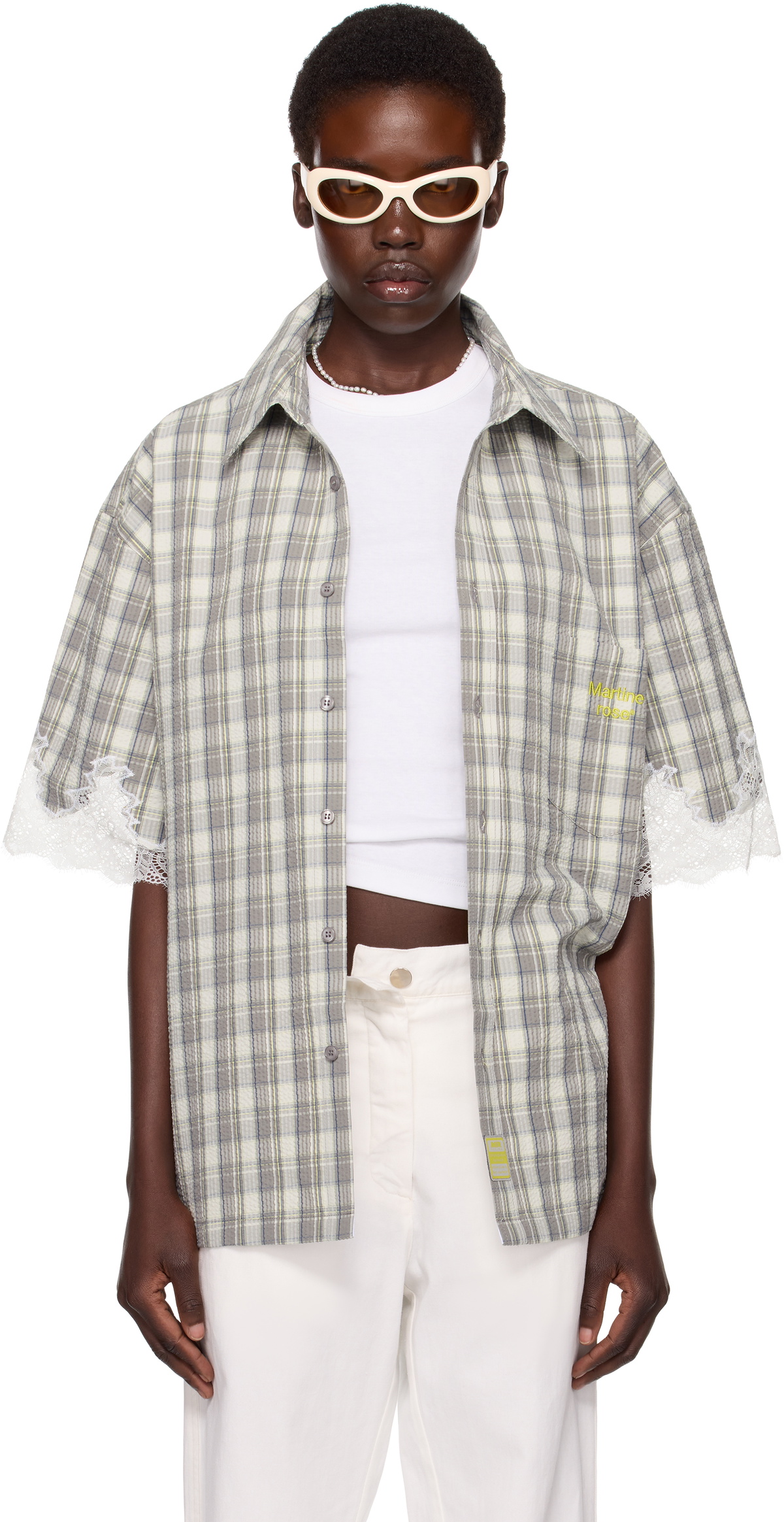 Martine Rose SSENSE Exclusive Gray Lace Shirt