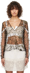 Bode Black Sheer Fête Blouse