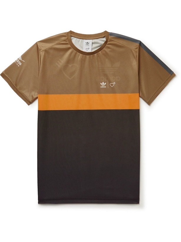Photo: adidas Consortium - Human Made Logo-Print Colour-Block Mesh T-Shirt - Brown