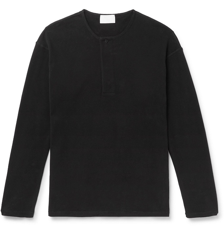 Photo: Fear of God for Ermenegildo Zegna - Cotton-Jersey Henley T-Shirt - Black