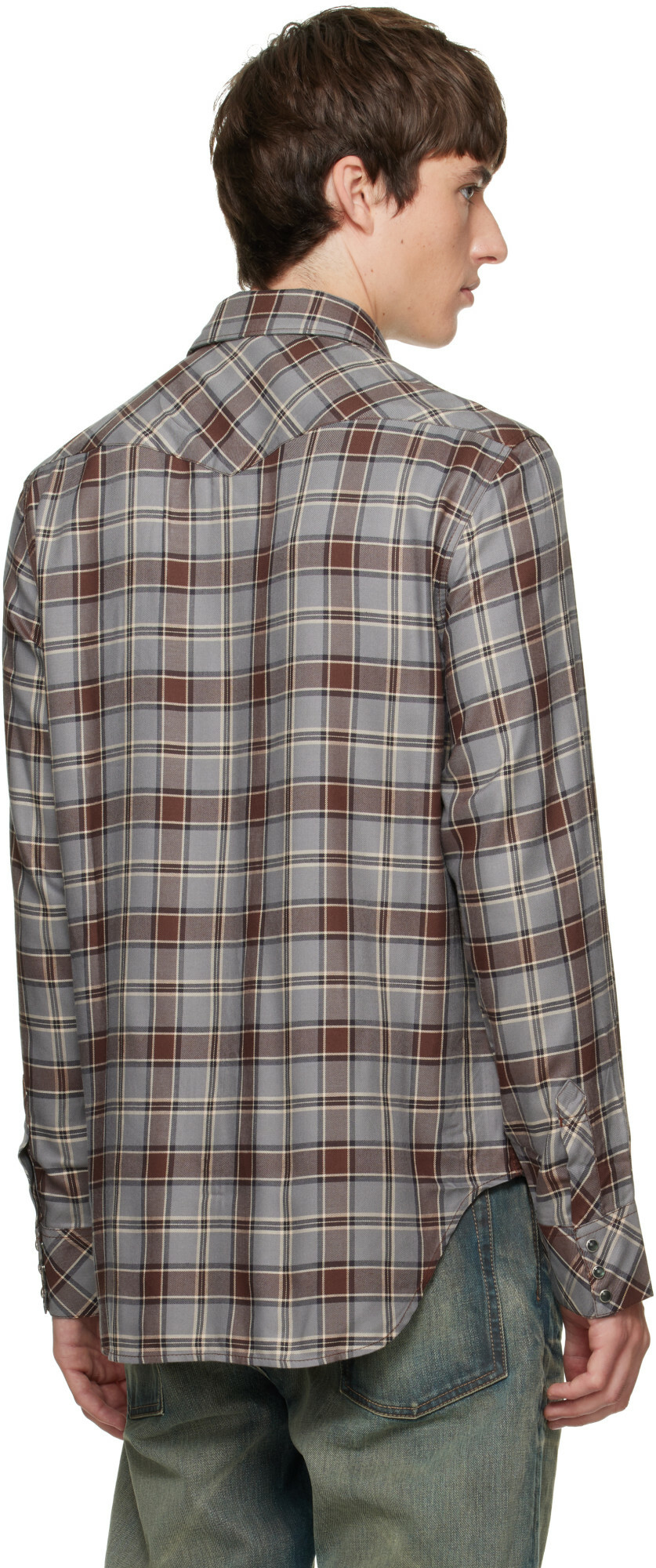 Acne Studios Gray Flannel Check Button-Up Shirt