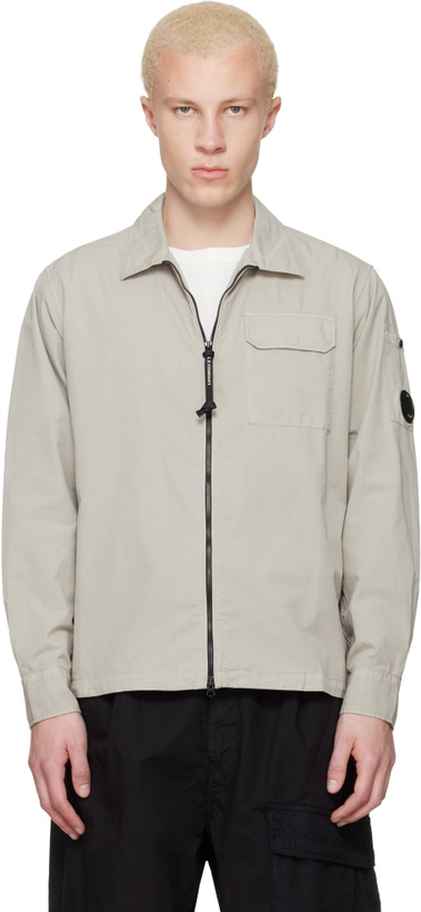 Photo: C.P. Company Beige Organic Gabardine Zipped Lens Overshirt