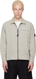 C.P. Company Beige Organic Gabardine Zipped Lens Overshirt