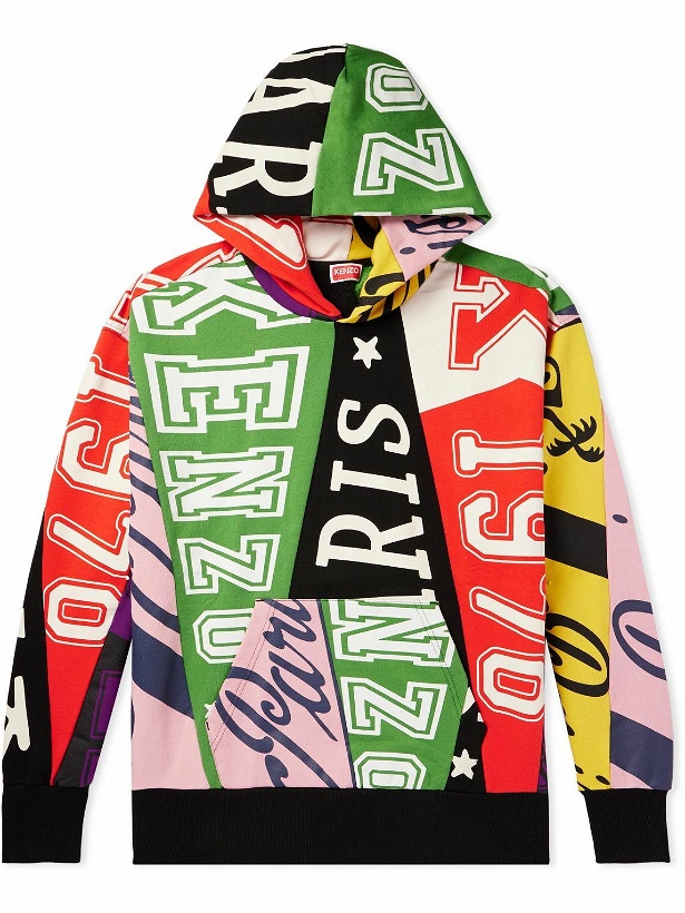 Photo: KENZO - Printed Patchwork Stretch-Cotton Jersey Hoodie - Multi