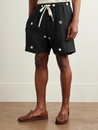 Kartik Research - Straight-Leg Embellished Kantha Cotton Drawstring Shorts - Black