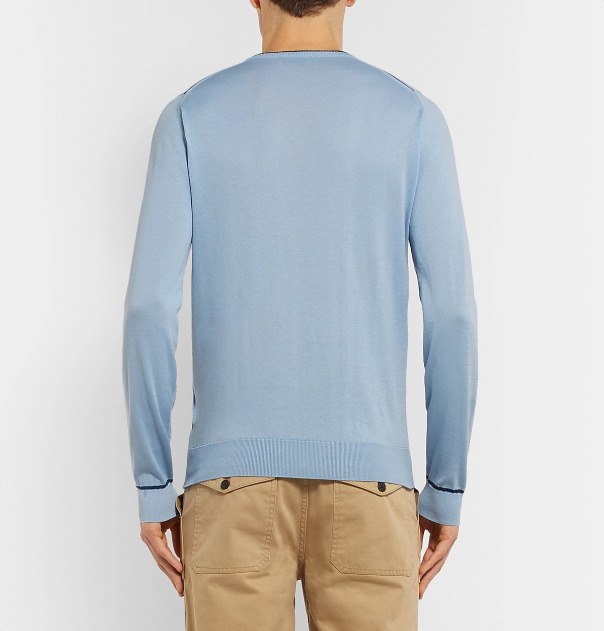 John Smedley - Astin Slim-Fit Contrast-Tipped Sea Island Cotton Sweater - Blue