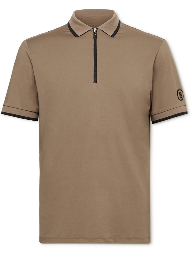 Photo: Bogner - Cody Contrast-Tipped Stretch-Jersey Golf Polo Shirt - Brown