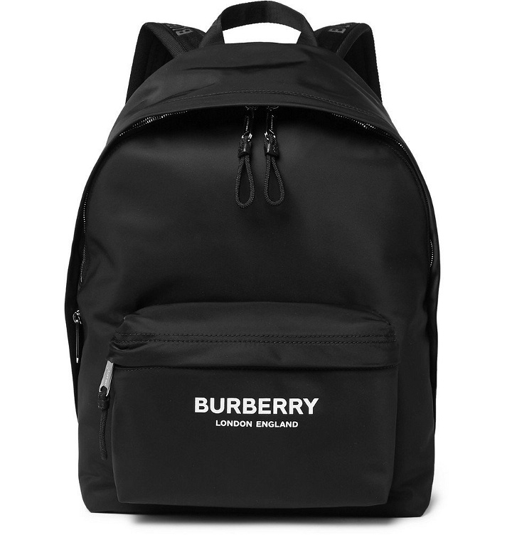Photo: Burberry - Logo-Print Leather-Trimmed Nylon Backpack - Black