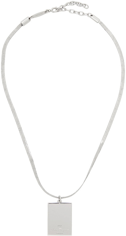 Photo: Salvatore Ferragamo Silver Logo Pendant Necklace