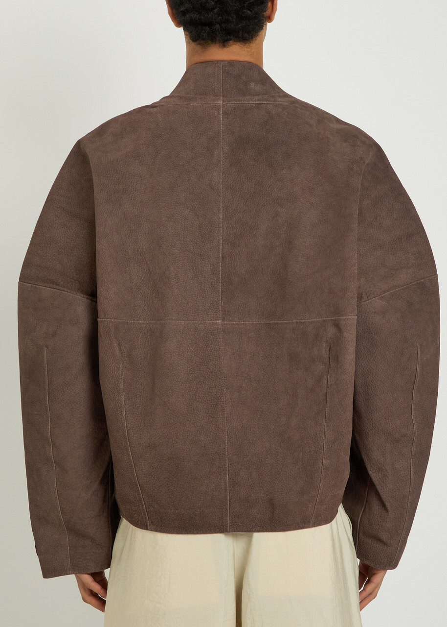 Jacquemus Le Blouson Berger Wrapped Nubuck Jacket Dark Brown