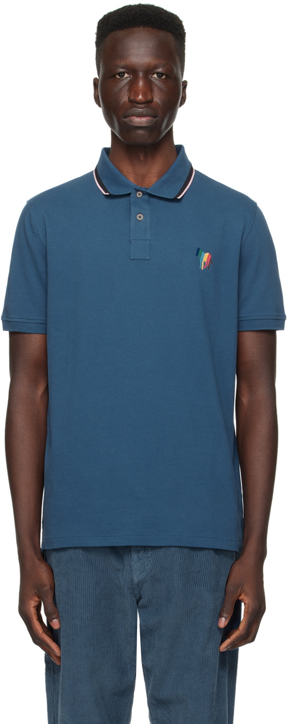 PS by Paul Smith Blue Broad Stripe Zebra Polo