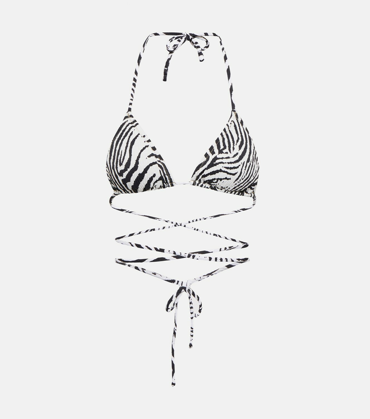 Reina Olga Miami zebra-print seersucker bikini top
