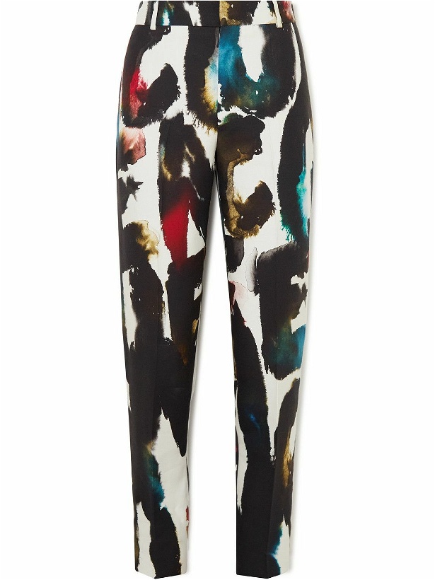 Photo: Alexander McQueen - Slim-Leg Abstract Printed Cady Trousers - Black