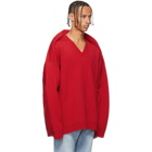 Balenciaga Red V-Neck Sweater