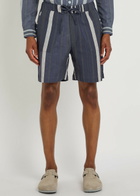 Smr Days Escubelle Striped Cotton and Linen-blend Shorts Navy