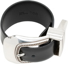 Toga Pulla Black Leather Bangle Bracelet