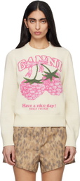 GANNI Off-White Graphic Wool Sweater