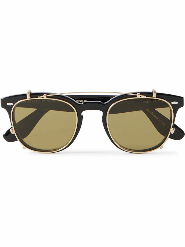 Photo: Brunello Cucinelli - Oliver Peoples Jep Aviator-Style Silver-Tone Acetate Sunglasses