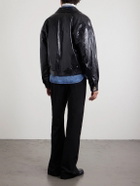 Versace - Padded Snake-Effect Leather Blouson Jacket - Black