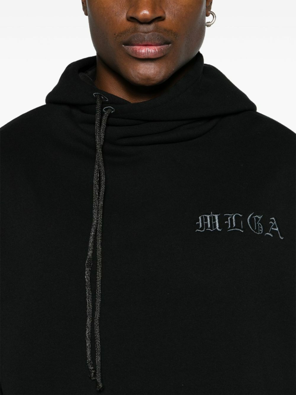 MLGA Black Asymmetric Cotton Hoodie