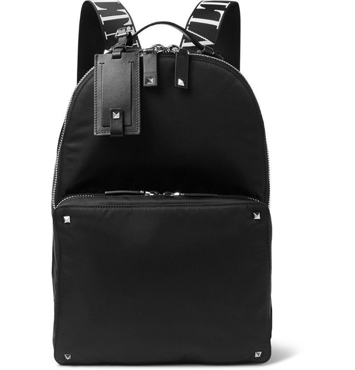 Photo: Valentino - Valentino Garavani Logo-Jacquard Webbing and Leather-Trimmed Nylon Backpack - Men - Black