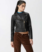 Pinko Nappa Leather Biker Jacket Limo Black