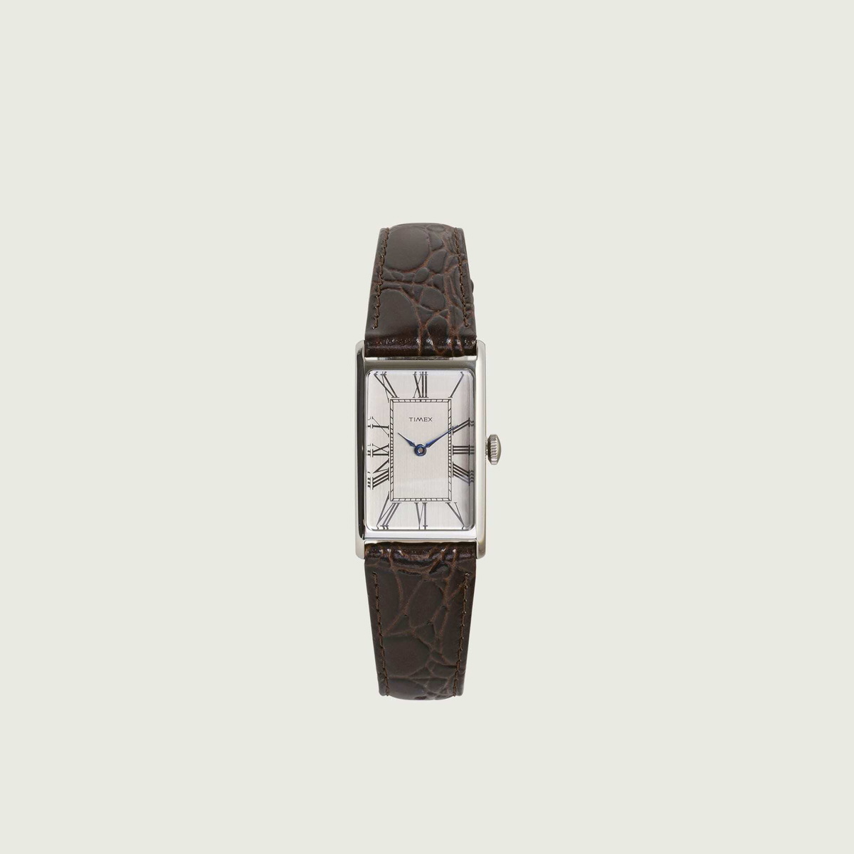 Timex 1976 Lexington Dress Rectangle Watch in Silver/Brown
