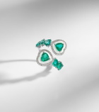 Kamyen Heart 18kt white gold and enamel ring with emeralds and diamonds