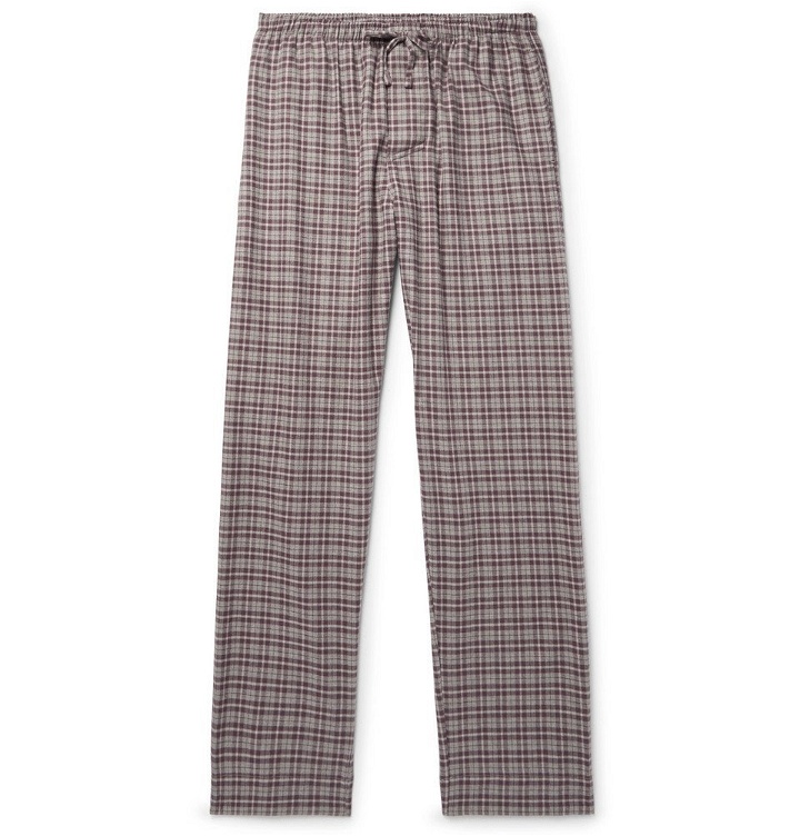 Photo: Zimmerli - Checked Cotton and Wool-Blend Flannel Pyjama Trousers - Men - Burgundy