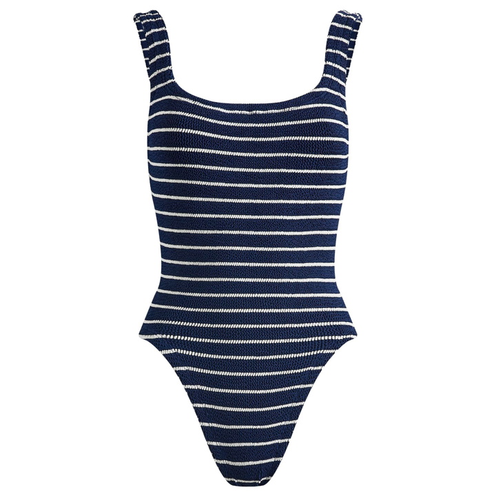 Photo: Hunza G Women's Square Neck Swimsuit in Navy/White 