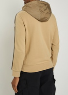 Moncler Striped-trim Hooded Cotton Sweatshirt Beige