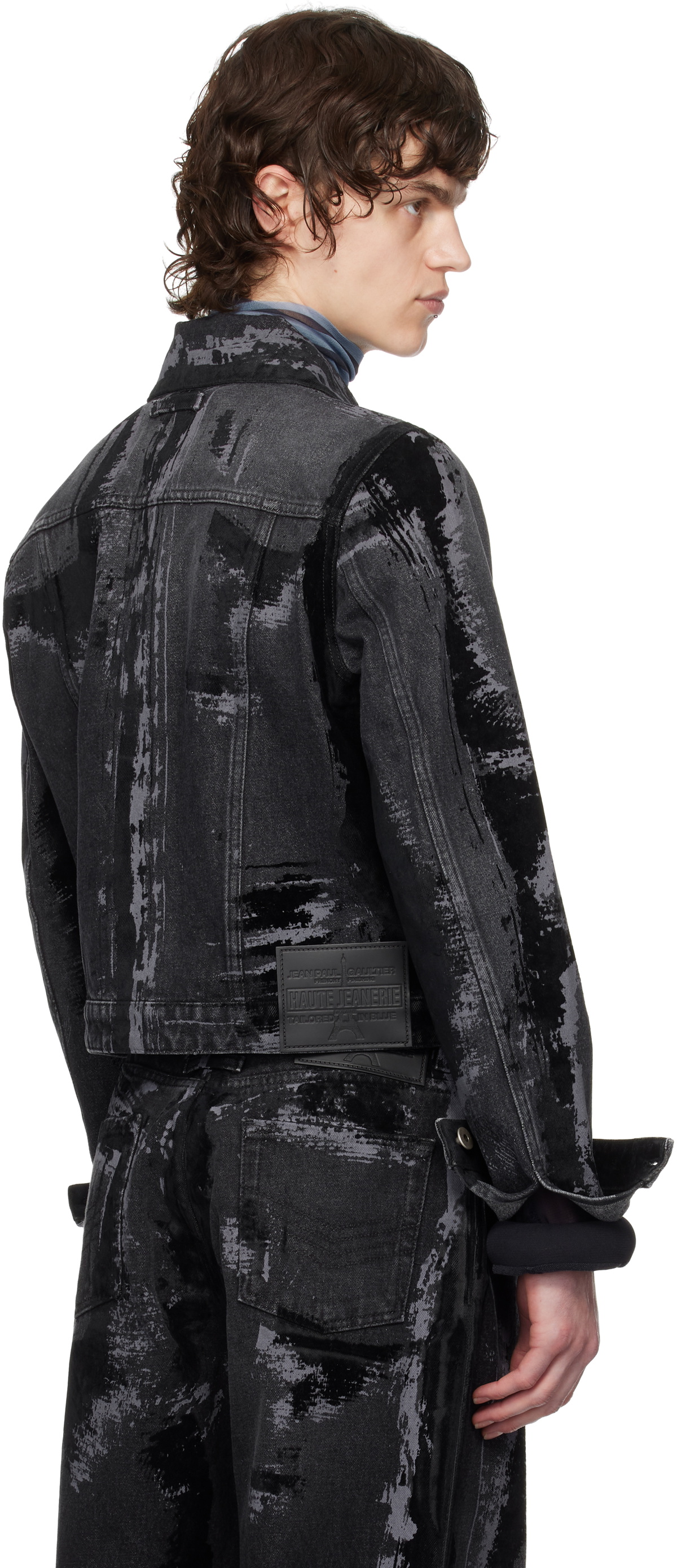 Jean Paul Gaultier Black 'The Flocked' Denim Jacket