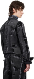 Jean Paul Gaultier Black 'The Flocked' Denim Jacket