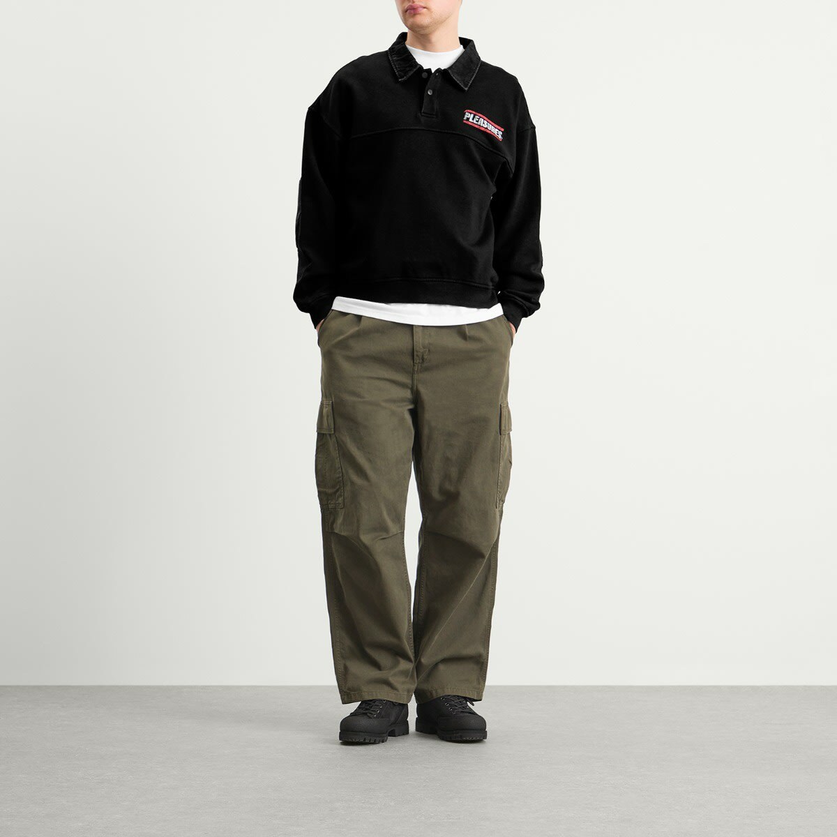 Pleasures Men's Gentle Polo Sweatshirt in Black