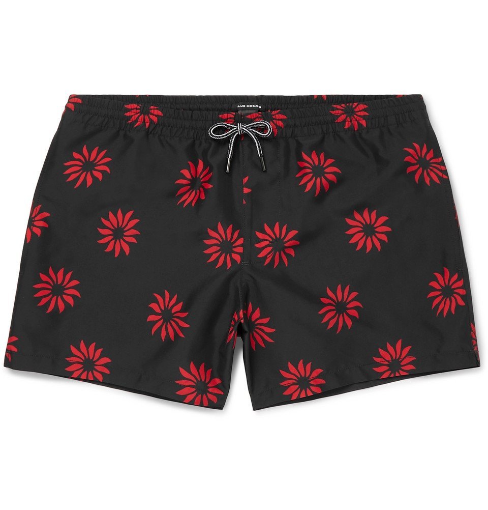 Club Monaco - Mid-Length Printed Swim Shorts - Black