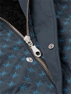 Blue Blue Japan - Embroidered Padded Nylon Blouson Jacket - Blue