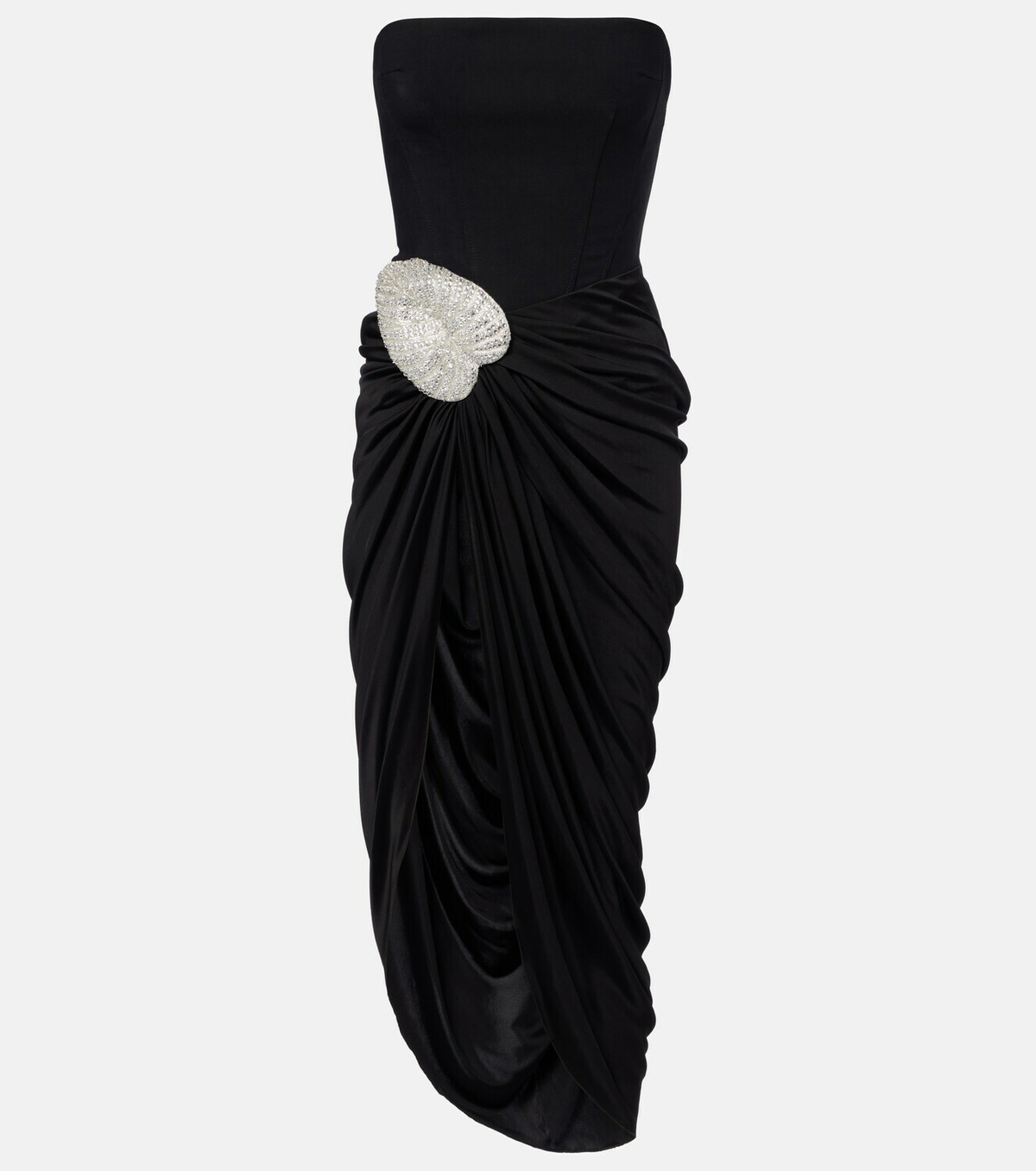 David Koma Embellished draped wool-blend corset dress