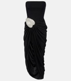 David Koma Embellished draped wool-blend corset dress