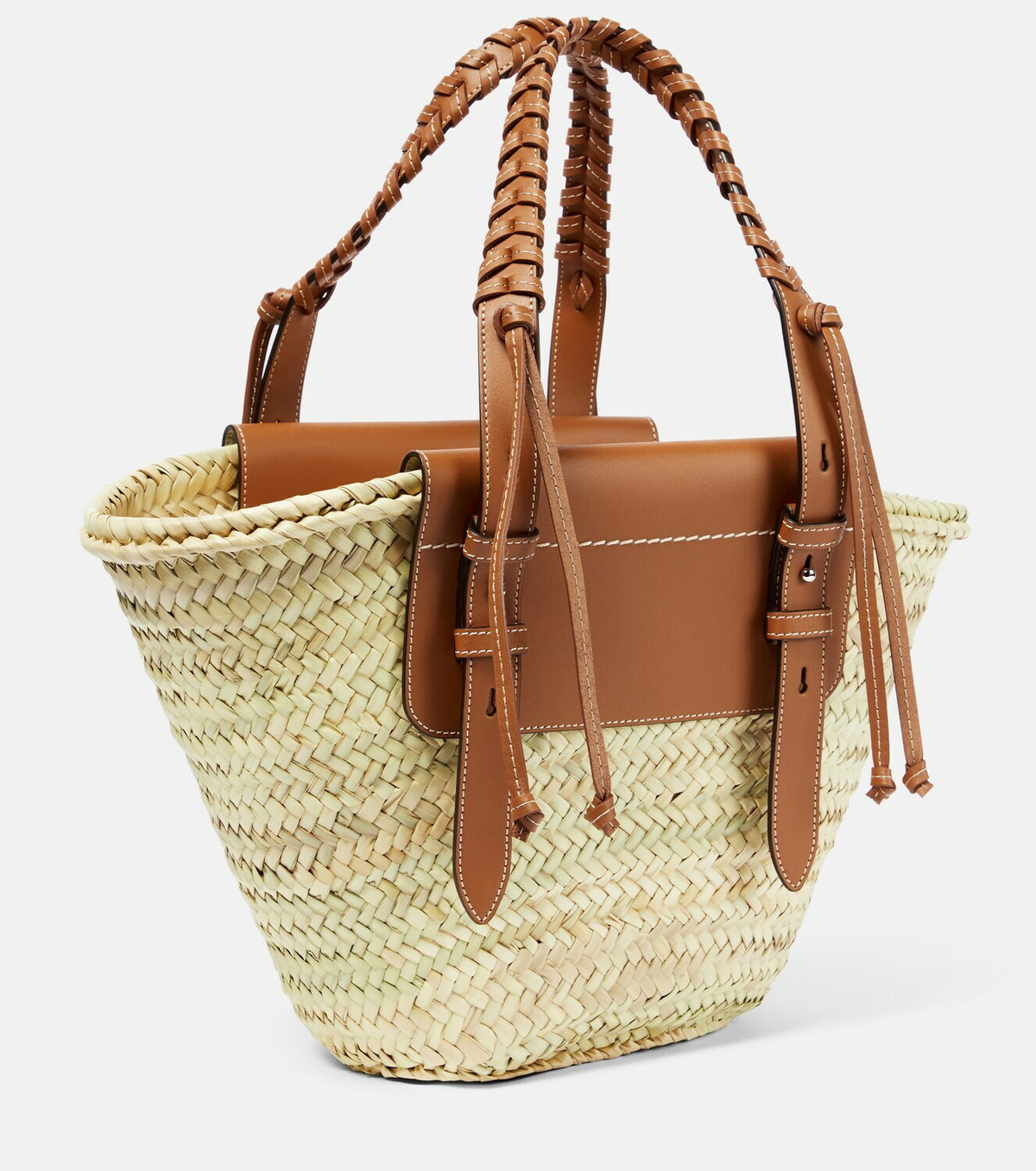 Tod's - Leather-trimmed raffia tote bag Tod's