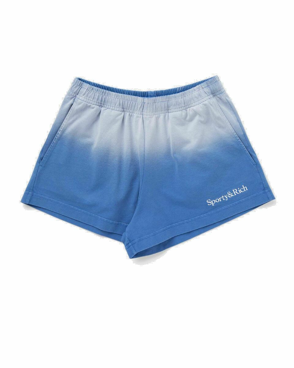 Photo: Sporty & Rich Serif Logo Embroidered Sweatpants Dip Dye Blue - Womens - Sport & Team Shorts