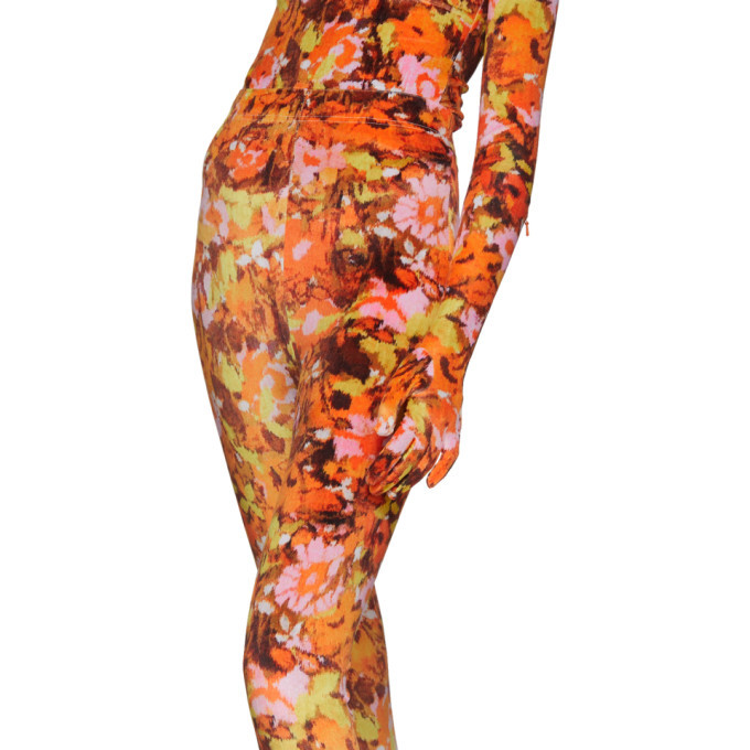 Richard Quinn Orange Floral Leggings