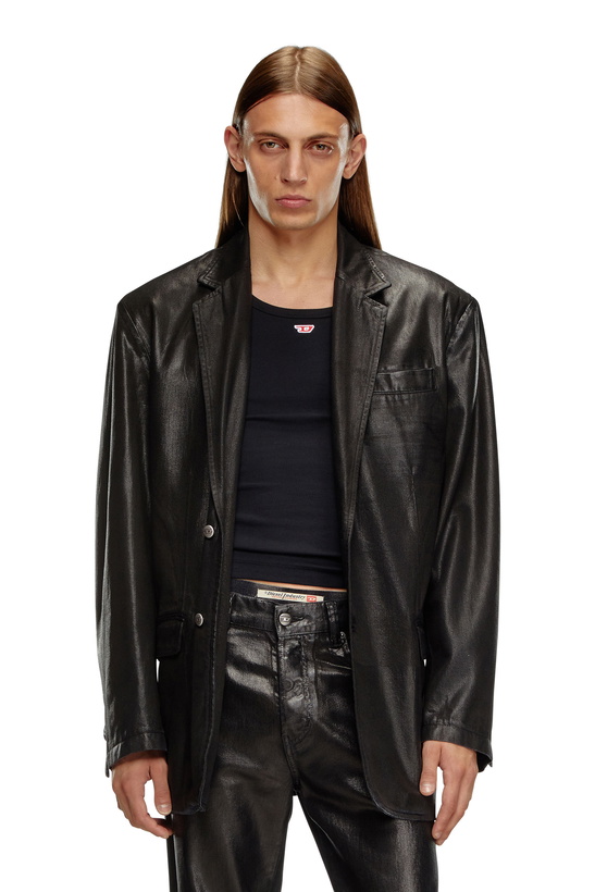 Photo: Diesel Blazer in coated tailoring denim - Denim Jackets - Unisex - Black